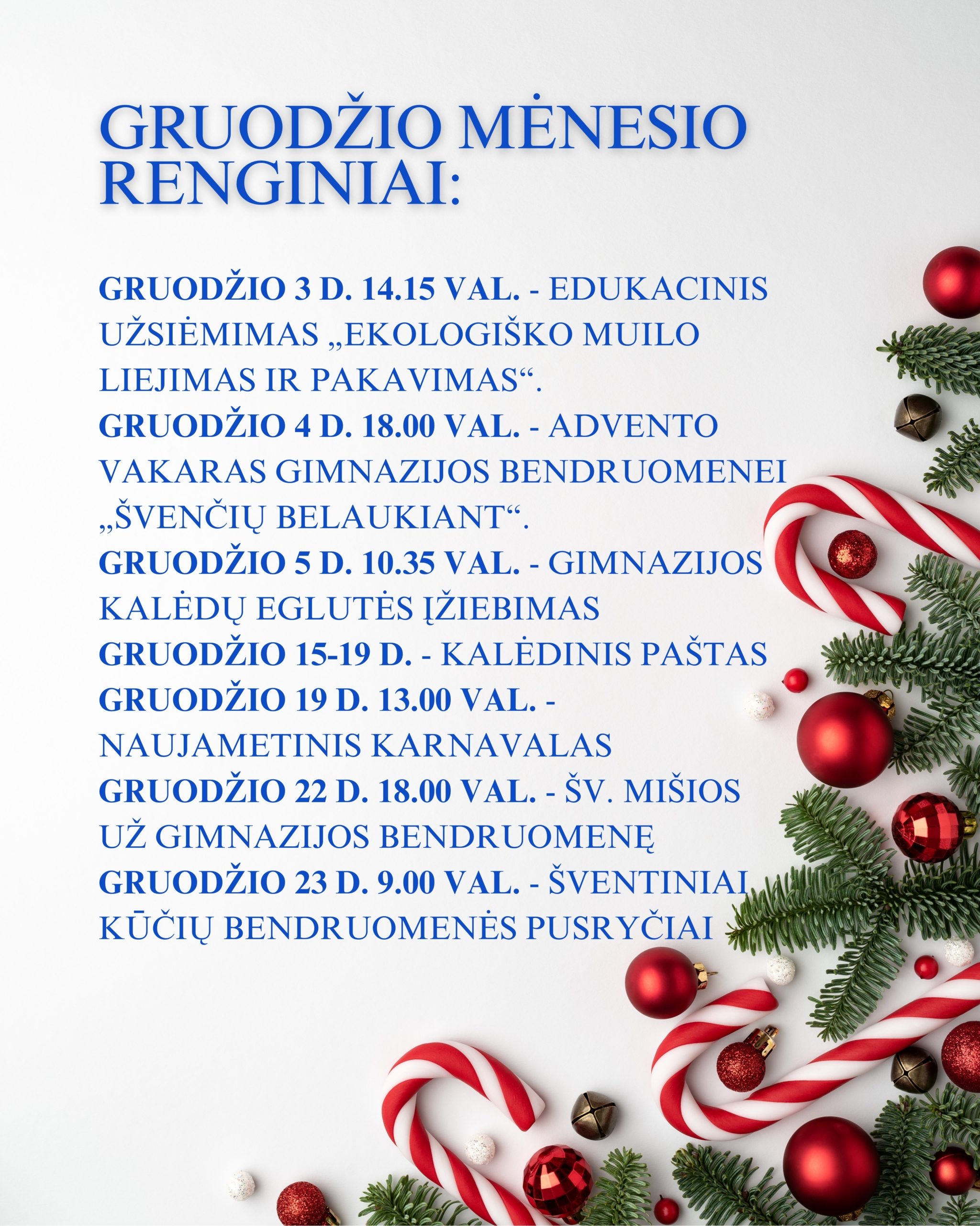 Kalėdinių renginių programa